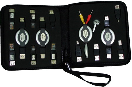 Cabel travel easy bag HV-A08 (комплект переходников USB: Am, Bm, Af, Am-mini 5p, Am-mini 4p, IEEE1394 6p, IEEE1394 4p, RJ11, RJ45, Audio -> Микрофон+наушник), другое фото