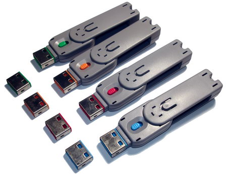 Блокиратор USB LOCK set (1key+4lock) синий,(Tw), другое фото